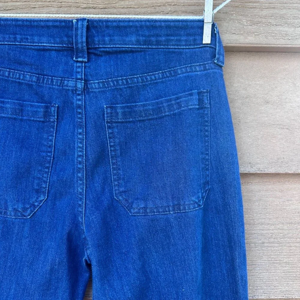 GAP Womens Wide-Leg Dark Indigo Denim Pants Size 27 High-Rise Button Detail Cott - Picture 11 of 13
